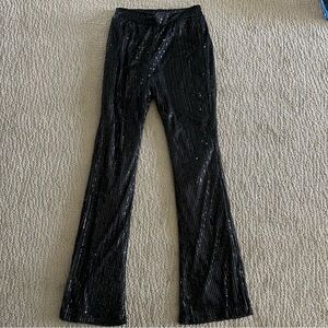 Black Sparkle Flare Pants